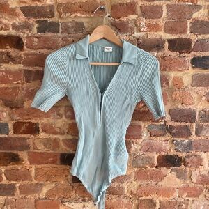 NWOT Abercrombie Hook&Eye Polo Bodysuit - Light Blue Size S